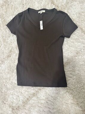 Madewell Brown V-Neck Short Sleeve Tee t shirt top xs new with tags